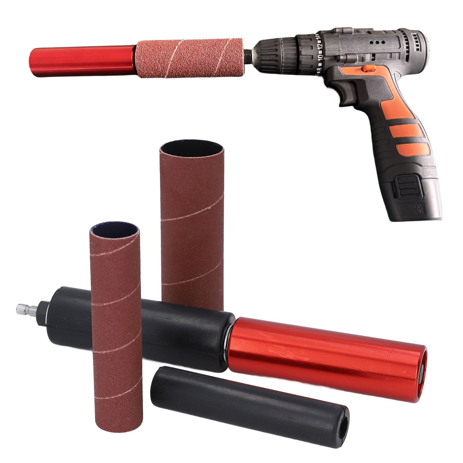 Portable Spindle Sander Adapter, 3/8in Mandrel Hand Held Rubber Sanding Drum Set, Drive Drill Press Sanding Drum and Spindle Sander Sleeves, 10 Piece