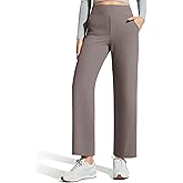 G4Free Ribbed Ankle Pants for Women 7/8 Length Wide Leg Yoga Pants with Pockets Casual Travel