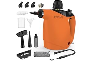 TICYACK Steam Cleaner, Steam Cleaner for Home, Handheld Steam Cleaner with 16 Accessories and Automatic Steam Switch Suitable for Daily Cleaning of Living Rooms, Kitchens, Ovens and Tile Joints (Orange)