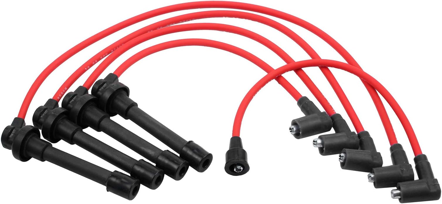 CAMWAY 5PCS Spark Plug Ignition Wire Set for 1992-2002 Hoda Accord Civic Del Sol Spiral Core, OEM HD9002