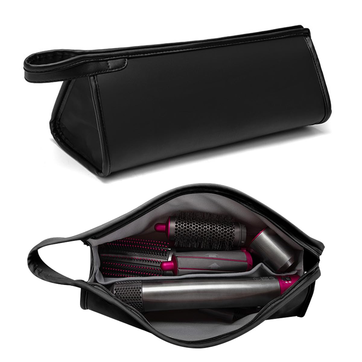 PU Leather Travel Case Carrying Case Storage Bag Protective Case for Dyson Supersonic Hair Dryer, Portable Waterproof Dustproof Storage Bag Organizer for Dyson Airwrap Styler (Black)