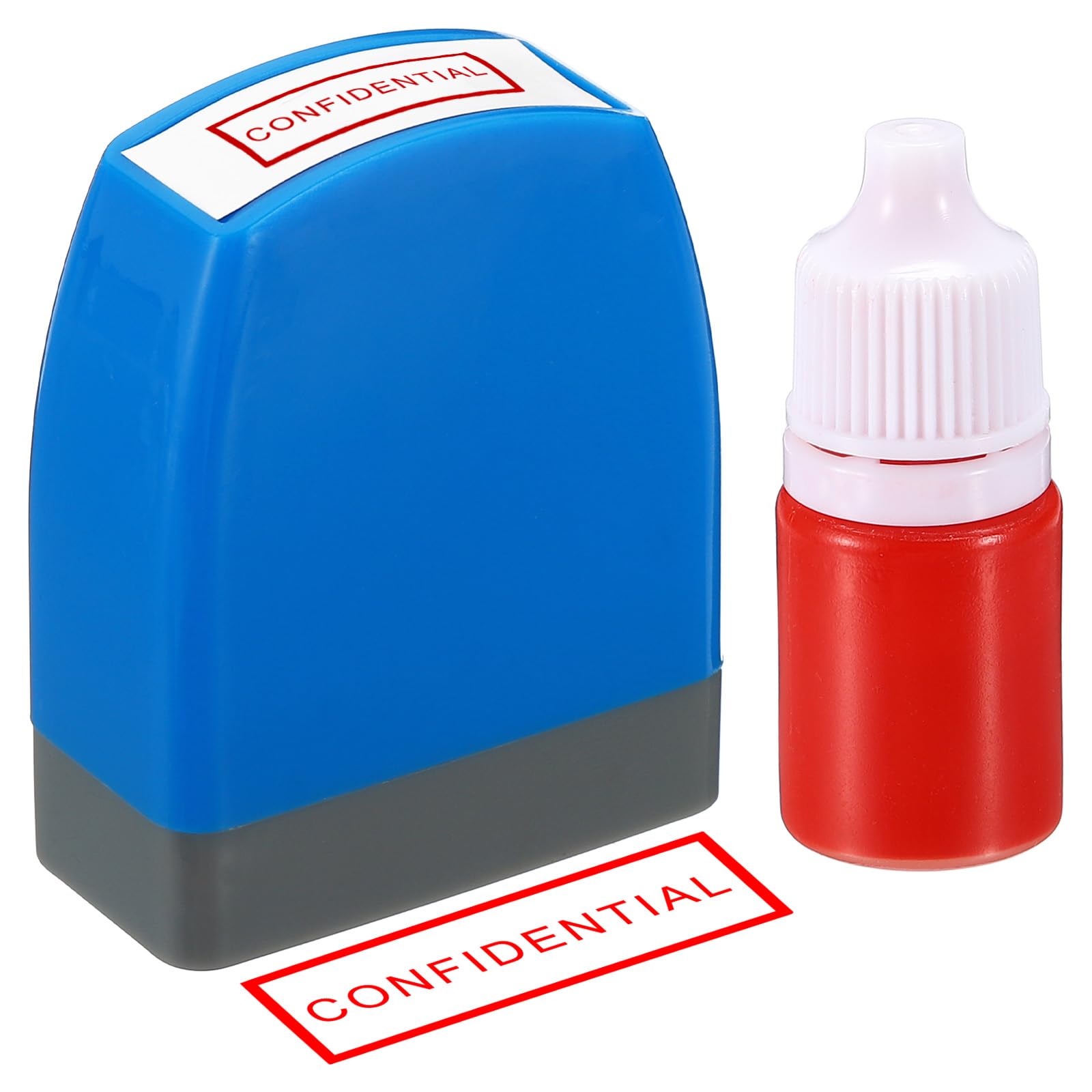 PATIKIL Confidential Stamp Self Inking, Red Ink Office Stamps with Refill Ink Pre Inked Message Stamp Refillable Business Stamp, Blue