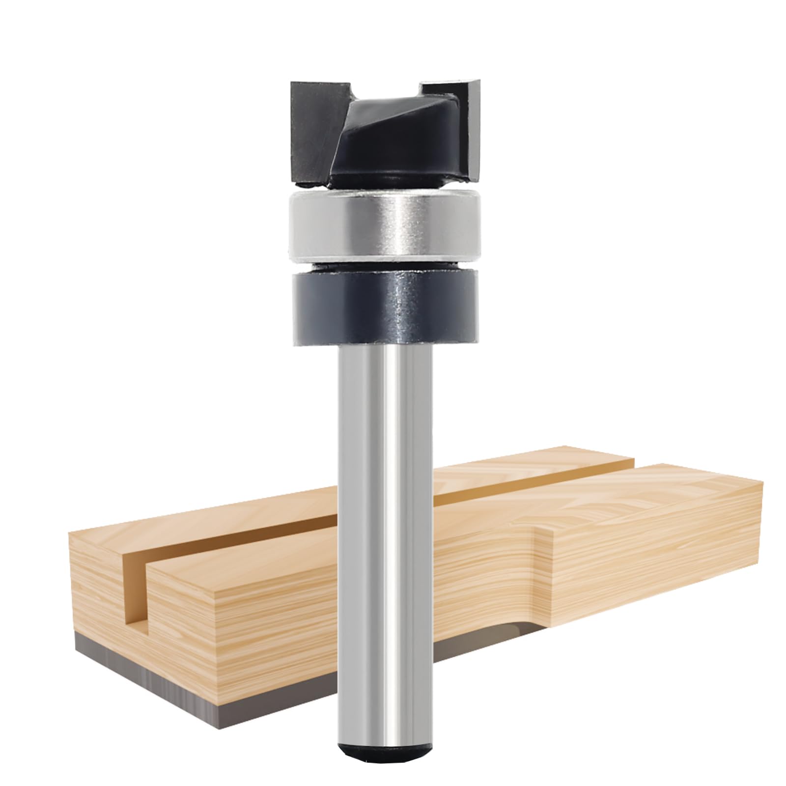 Akylin Pattern Flush Trim Router Bit 1/4 Inch Shank - Cut Dia 1/2", Cutting Length 1/4" , Pattern/Template Router Bit, Flush Cut Router Bit for Woodworking Trimming