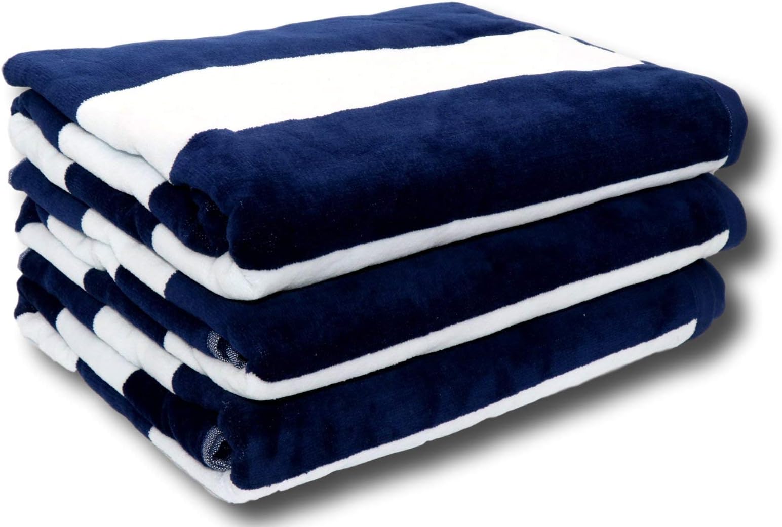 Lara Cabana Beach Towel - Bath Sheet Size - Pool Spa Bath Towel - Extra Soft & Large (35" x60) (Navy 3 Pack)