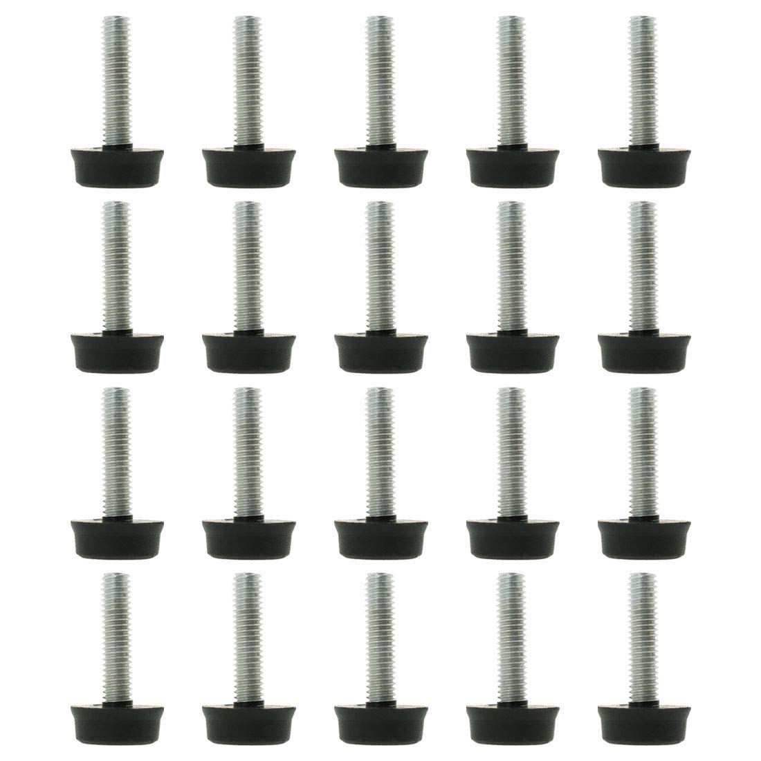sourcingmap M6 x 24 x 18mm Furniture Glide Leveling Feet Adjustable Leveler Floor Protector for Table Desk Leg 20 Pack