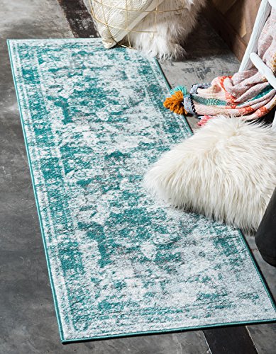 Unique Loom Sofia Collection Turquoise 2 x 13 Runner Area Rug (2' x 13')