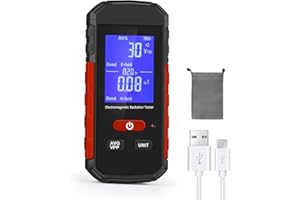 OYACH Rechargeable LCD EMF Detector, Hand-held 2-in-1 Digital EMF Meter Electromagnetic Radiation Detector with Temperature Measure, EMF Reader for Home,Office,Outdoor and Ghost Hunting