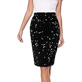 QFXQFX Women's Sequin Skirt Sparkly Midi Skirts High Waist Stretchy Pencil Skirt Party Cocktail Night Out