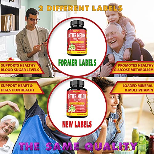 Organic Bitter Melon Extract Capsules 9500mg with Neem, Fenugreek