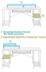 HYPIGO Computer Desk with Keyboard Tray and 2