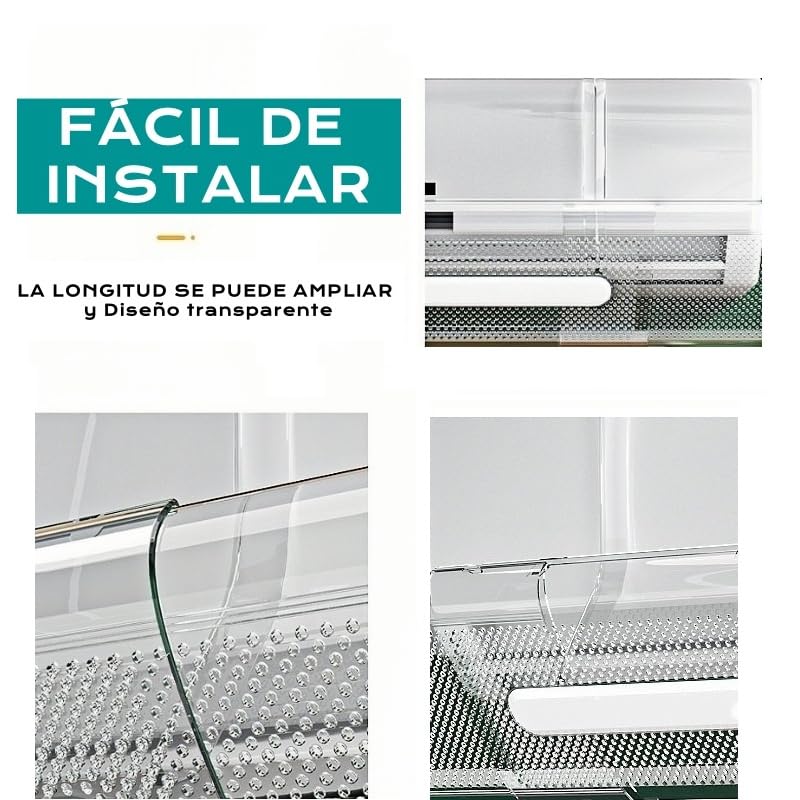 Deflector Ajustable para Aire Acondicionado Transparentes de PET - Accesorios de Ventilación Anti-Soplo Directo para Aire Acondicionado de Pared en Hogar y Oficina