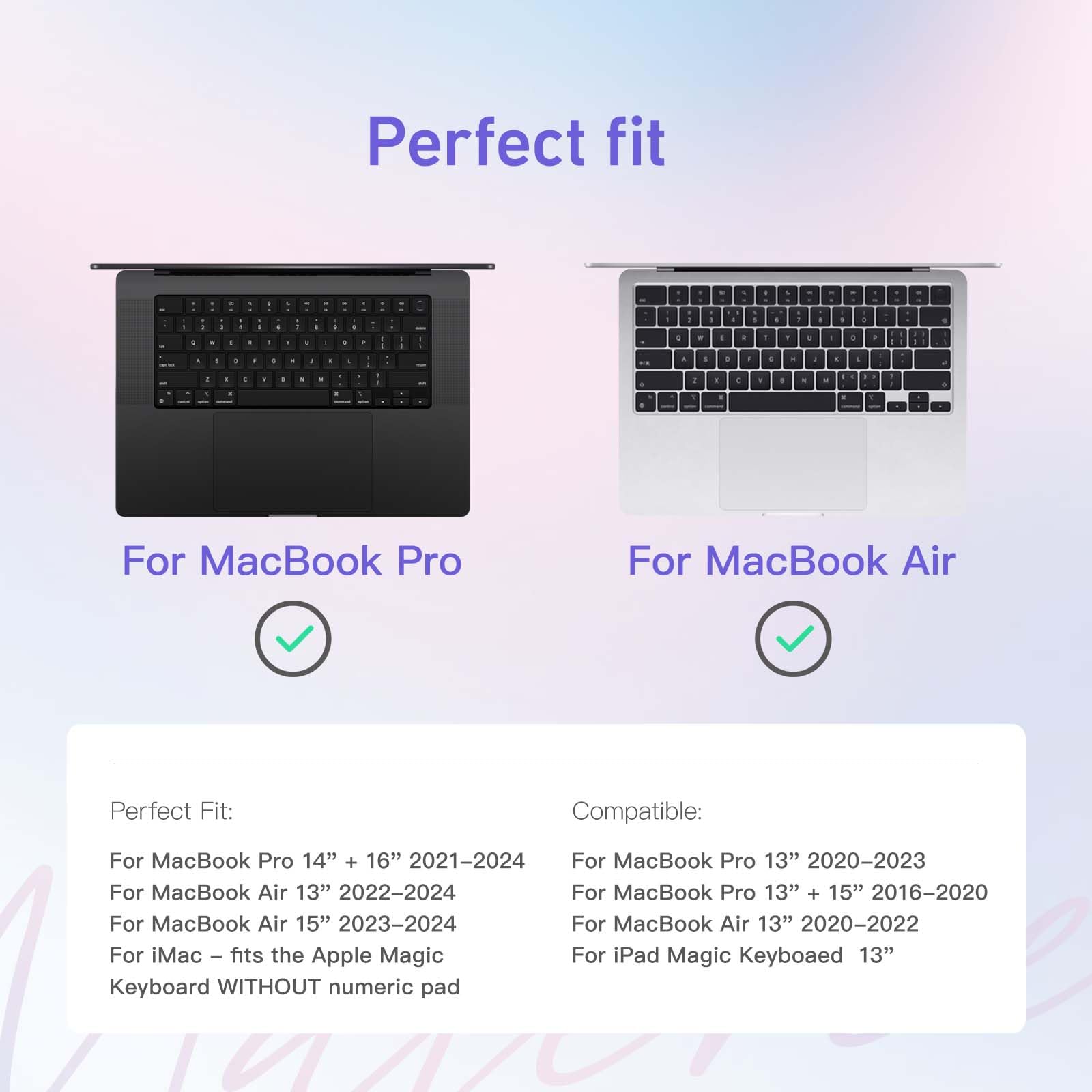 Majeree Keyboard Cover for Long Nails, Perfectly Compatible with 2021-2024 MacBook Pro 14/16, MacBook Air 13/15.Gift Box Packaging, Raised Silicone Keyboard Cover-Ideal for Office & Study Use (Black) - Image 6