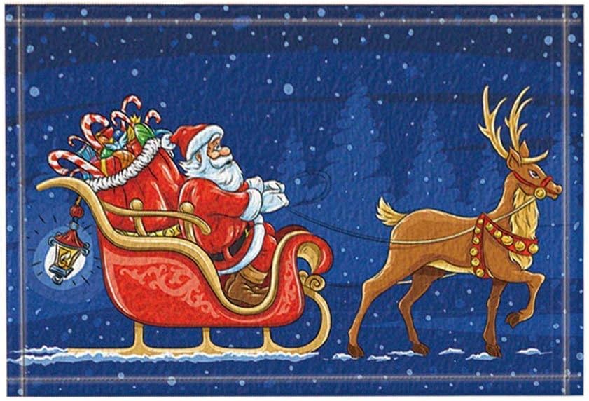 dsgrdhrty Caballo marrón Carro Rojo Santa Vestido Rojo Sombrero Cielo