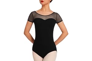 BAKPH Women's Camisole Dance Leotards for Ballet, Detachable Adjustable Elastic&Clear Straps, Full Front Lining