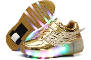 Nsasy Kids Roller Shoes Boy Girl Sneakers with Wheels Become Sport Sneaker with Led for Christmas Birthday Children Show Gift