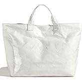 MINGRI Large Tote Bags for Women PVC Clear Totes Bag Plastic Carry All Bag Kraft Paper Shoulder Handbag Hobo for Work Travel