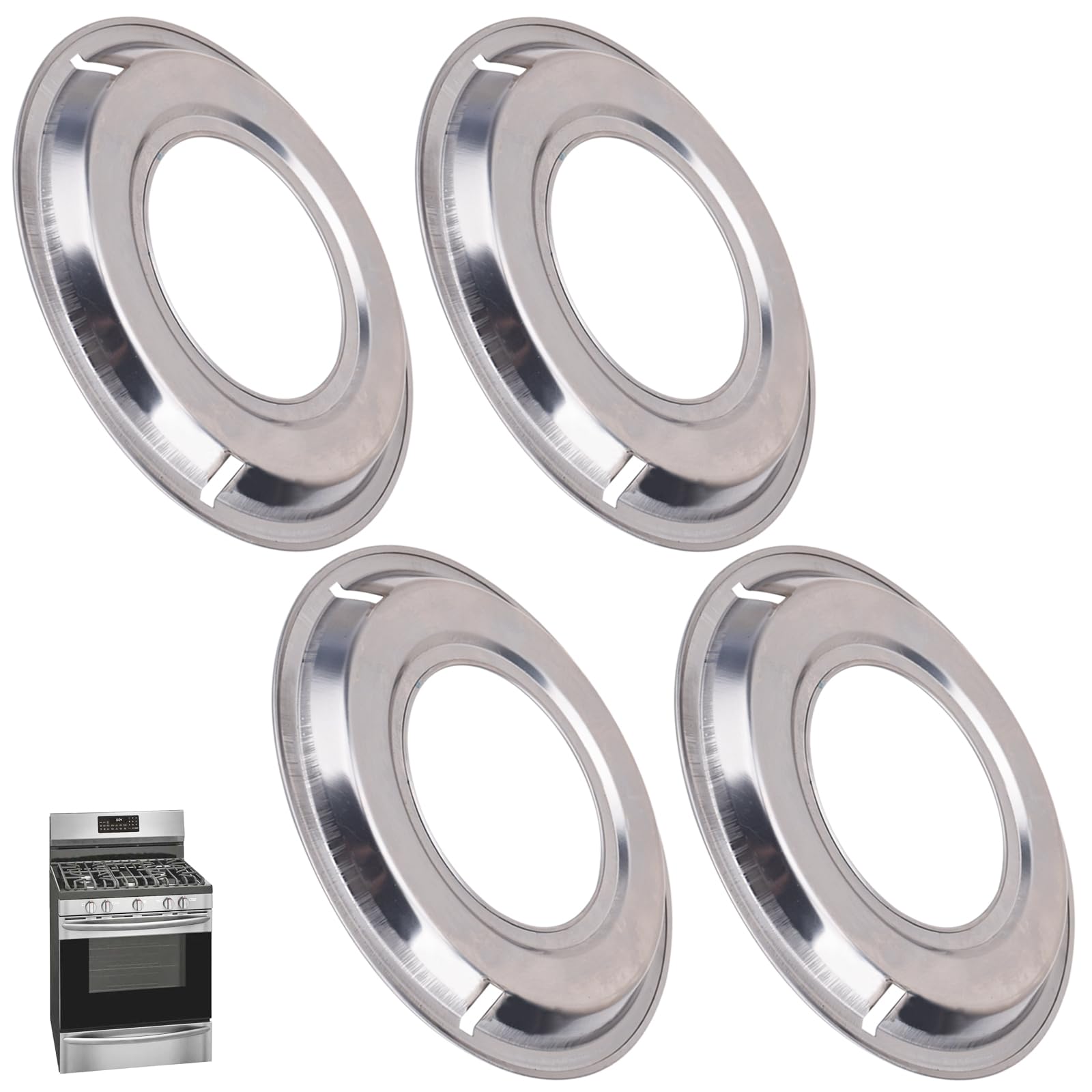 Photo 1 of 4 Pcs 5303131115 540T014P01 and RGP 300 Replacement Round Range Gas Stove Drip Pans for Frigi-daire, Ap-pan Round Gas Pans, Each Drip Pan Has 3 Openings Replace 540T014P04, 540T014P05, AP2137021