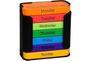 Stay on Track - 7-Day Medication Organizer - Weekly Pill Box with 4 Times Daily Compartments, 7 Stackable Individual Pill Cas