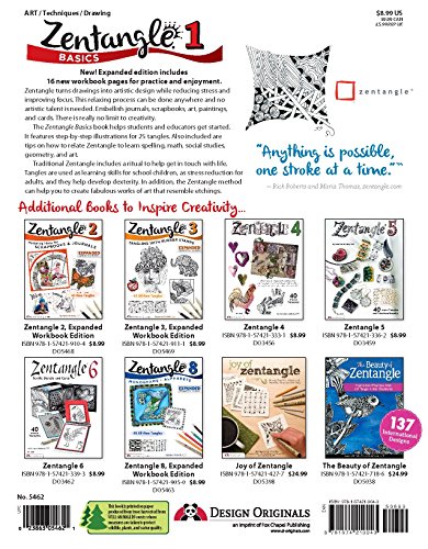 Zentangle Basics, Expanded Workbook Edition: A Creative Art Form Where All You Need is Paper, Pencil, Pen (Design Originals) 25 Original Tangles, Beginner-Friendly Practice Exercises, Techniques