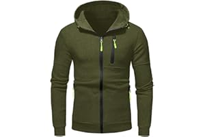 TOWMUS Jackets for Men,Men's Slim Fit Long Sleeve Lightweight Full Zip-up Solid Hoodie with Kanga Pocket Hooded Sweatshirts