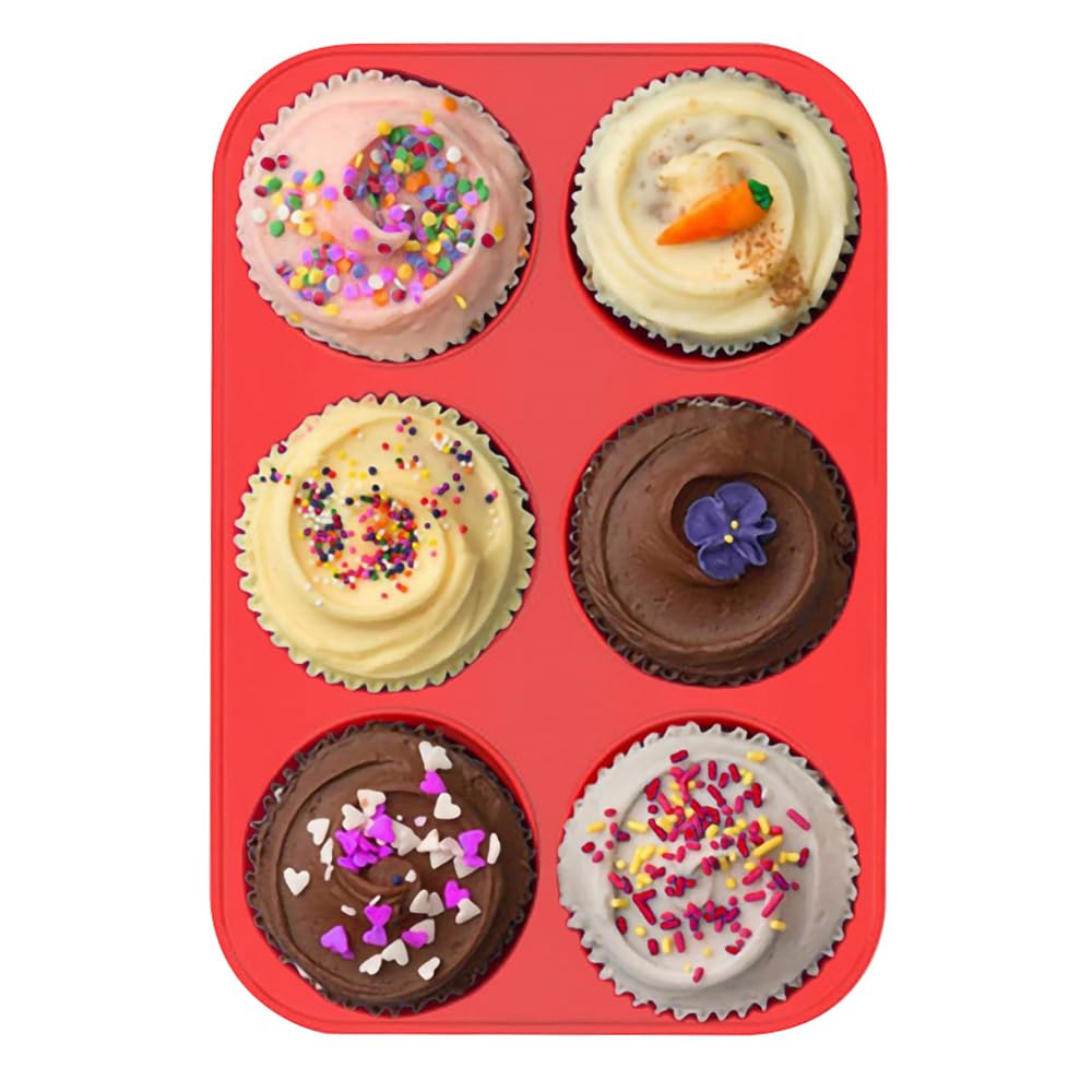 Yuchengxiang Silicon Muffin Tray 6 Cups,Yorkshire Pudding Tray,Silicone Muffin Cases-Baking Mould for Muffins or Cupcakes, Bakeware