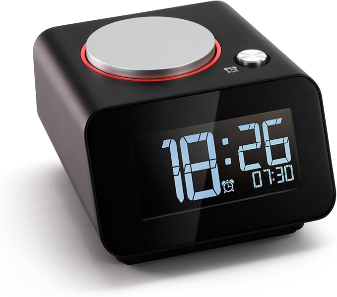 Homtime Bedside Alarm Clocks Dual USB Charging Port Bedroom Small Alarm Clock Snooze Dimmable