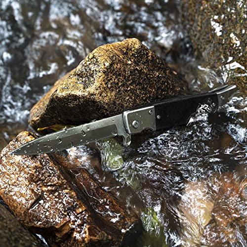 GVDV Folding Pocket Knife with G10 Handle, 7CR17 Stainless Steel EDC