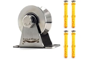 heyous 1 Piece Stainless Steel Pulley Block Single Wheel Swivel Lifting Rope Pulley Block with Mounting Screws and Expansion Pipes for Wire Rope, V Groove Type