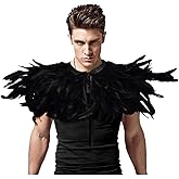L'VOW Gothic Black Feather Shrug Cape Shawl Halloween Costume for Men