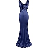 MUXXN Women's 1950s Vintage Sleeveless Ruffle V Neck Mermaid Hem Cocktail Evening Gowns Dresses