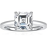 JALOKIVI 3CT 925 Sterling Silver Engagement Rings for Women Asscher Cut Solitaire Cubic Zirconia Wedding Promise Rings for Her Size 4-11
