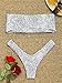 ZAFUL Women's Strapless Leopard Print High Cut Two Piece Bandeau Bikini Set (White, S)