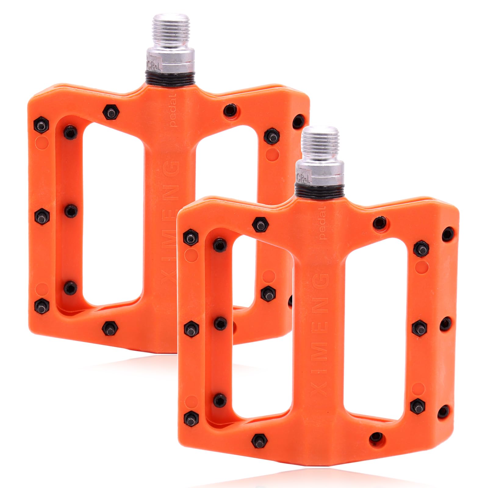 Bike Pedals, Pedals Road Bike,Mountain Bike Flat Pedals Nylon Fiber 9/16 Inch,For BMX Road MTB Bike (Orange)