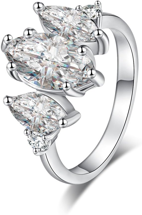 YAZILIND Women Rings Elegant Platinum Plated Inlaid Cubic Zirconia for Anniversary