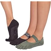 Grip Full Toe Mia 2 Pack Ivy Field &amp; Best In Class Small | Pilates Socks with Five Toe Design, Non-Slip Grips, Organic Cotton Blend, Arch Support, Wear for Yoga, Barre, Dance, Lagree