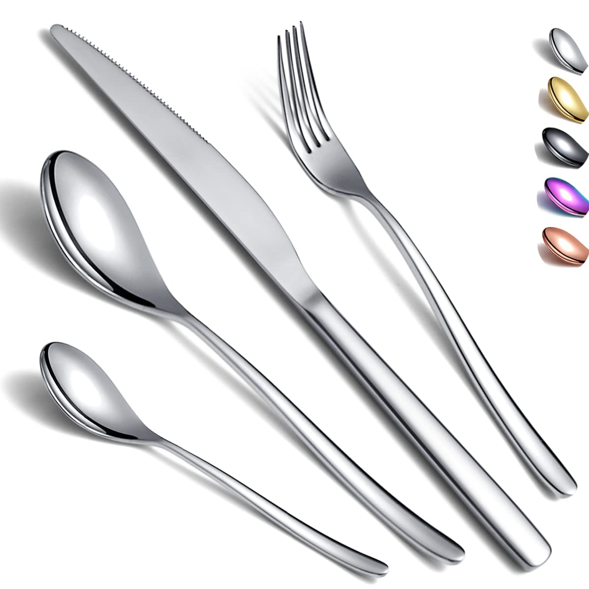 Cutlery Set 24 Pieces, Kyraton Stainless Steel Flatware Set, Silverware Set Strong Anti Rust, Dishwasher Safe, Tableware Set Serving 6 People.
