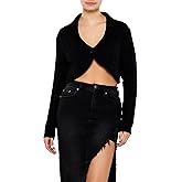 Forever 21 Womens Cropped Rib-Knit Cardigan Sweater