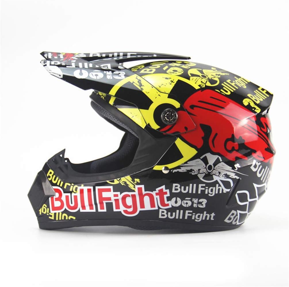 Qianliuk Motorcycle Motocross Helmet Mountain Bike Full Face Helmet Motorbike Helmets Mens Red Bull Fight