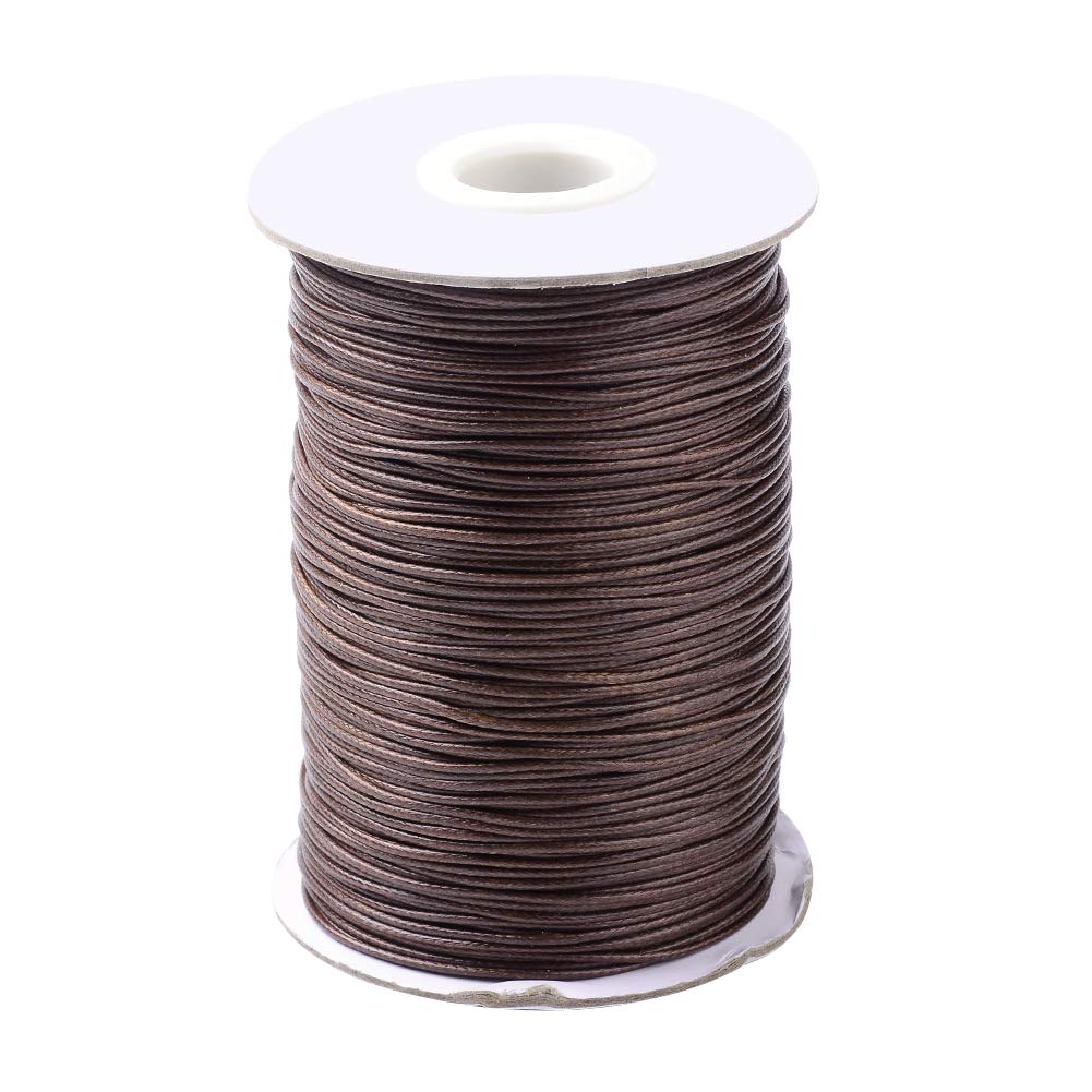 Pandahall 200 Yards/Roll 1.5mm Braided Waxed Polyester Cord String DIY Jewelry Craft Macrame Making Beading Thread Rope with Spool (CoconutBrown)