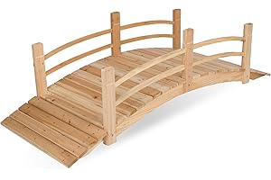 Shine Company 4982N 6 Ft. Cedar Wood Garden Bridge with Side Rails, Natural