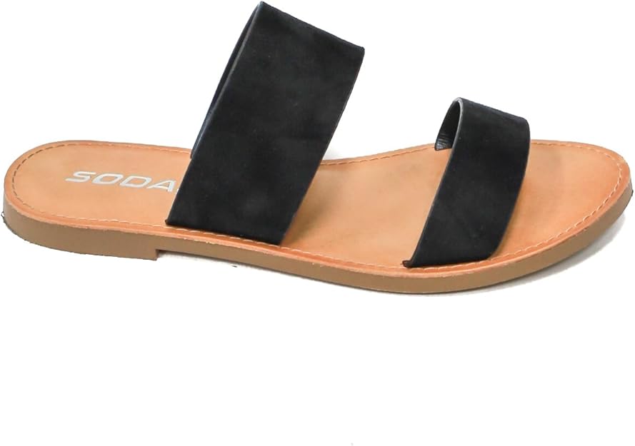 Amazon.com | Soda Women's Allie-S Open Toe Slide Sandals Black 6.5 B(M) US | Sandals