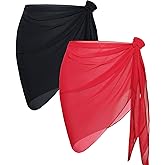 CHICGAL 2 Pieces Women Beach Sarong Bathing Suit Wrap Skirt Sheer Bikini Swimsuit Cover Ups for Swimwear