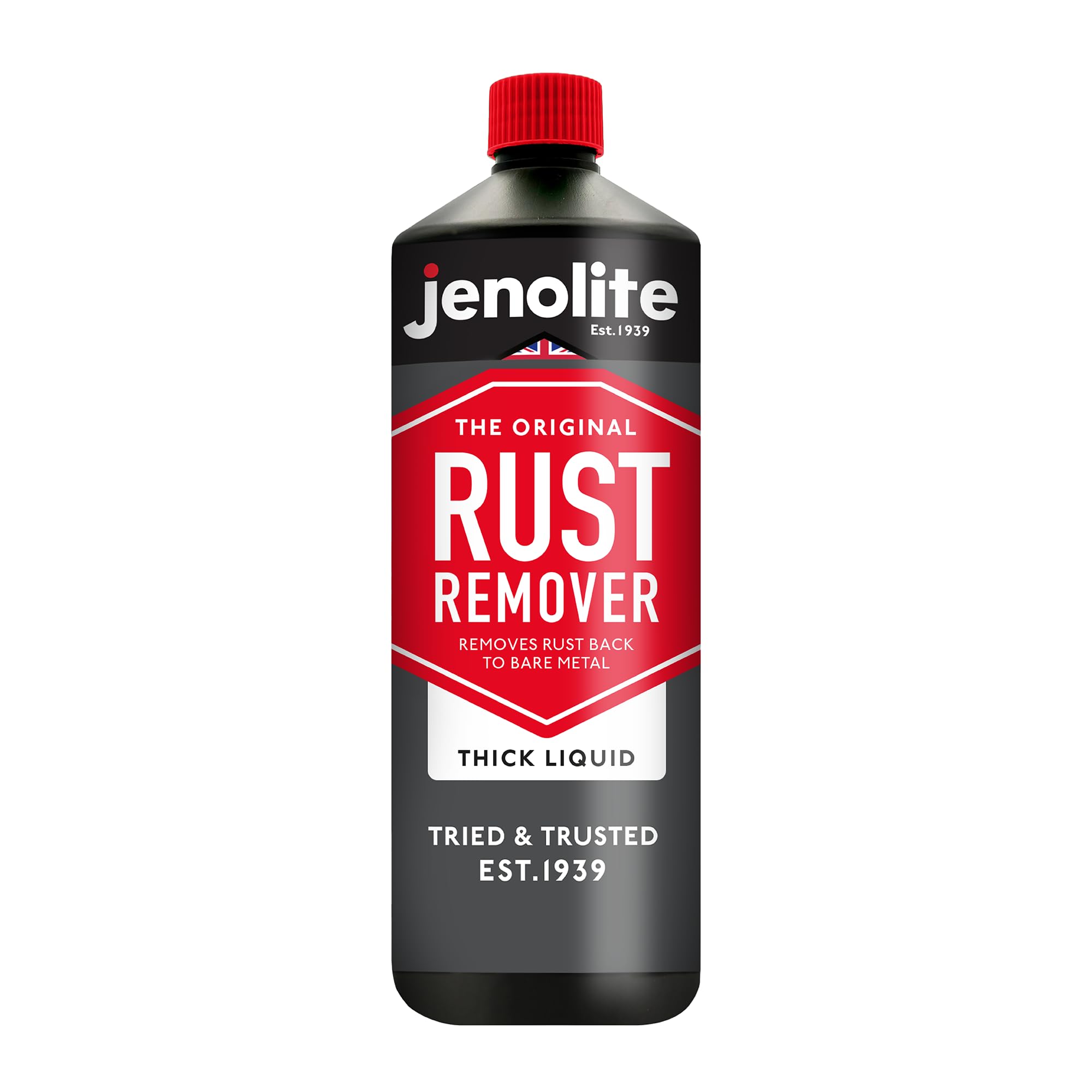 JENOLITE Rust Remover Thick Liquid, 1L Non-Drip Formula – Fast-Acting Rust Remover for Metal, Removes Rust to Bare Metal, Ideal for Vertical Surfaces