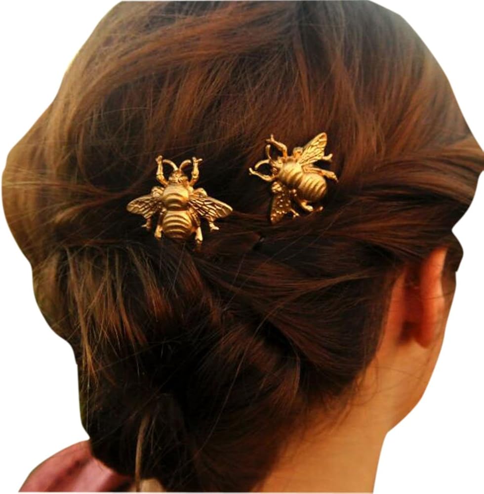 Amazon Com Missgrace 2pcs Girl Exquisite Gold Bee Hairpin Side