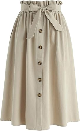 button up skirt midi