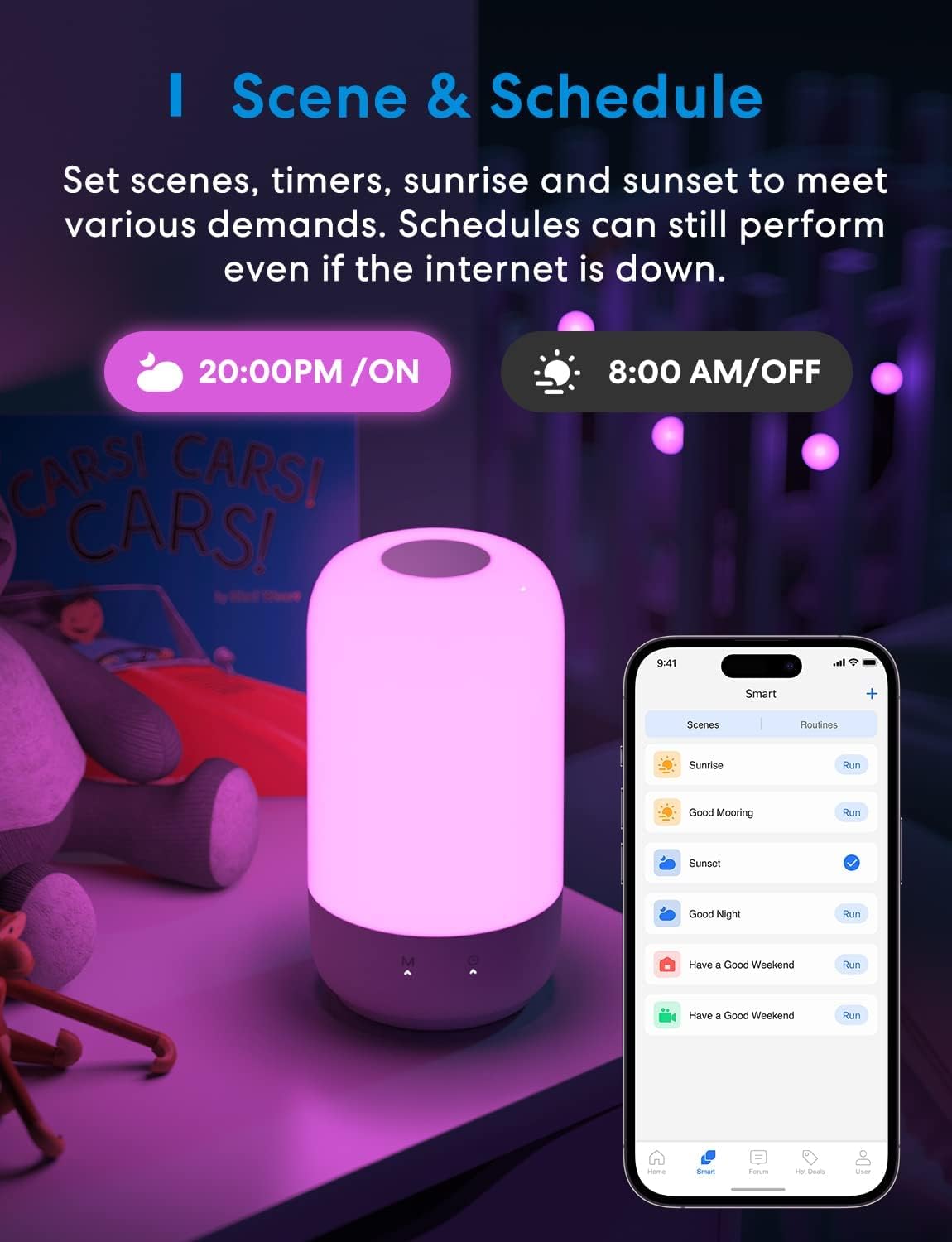 meross Smart Table Lamp for Bedroom, Bedside Lamp Support Apple Homekit and Alexa,Tunable White & Multi-Color, WiFi LED Nightstand Lamp,Touch Control, Voice and APP Control
