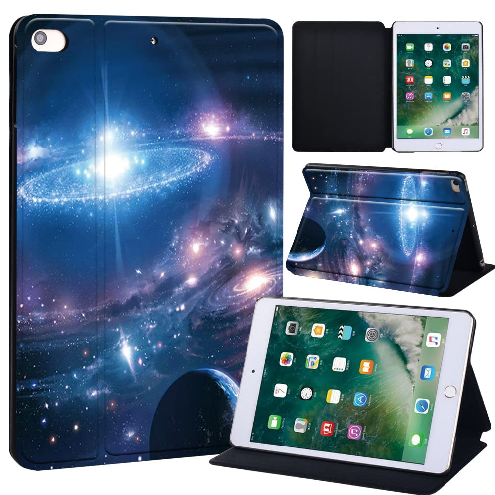 Space Printed FINDING CASE Fit Apple iPad Mini 4/5 Tablet - Printed PU Flip Leather Smart Lightweight Shell Stand Cover Case for iPad Mini 4 Mini 5 (fantasy planets system)