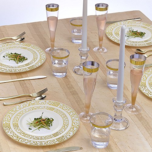 image for Silver Spoons Party Disposable 40pc Dinnerware Set | 20 Dinner Plates 