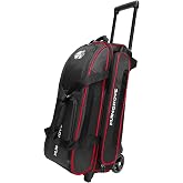 Mangrove 3 Ball Bowling Bag with Wheels/Shoe Compartment/Reinforced Base | Triple Ball Holder, Fits Men's Size 16 Shoes, Padded Carry Strap, Smooth &amp; Silent Rolling, Retractable Handle Extends to 40''