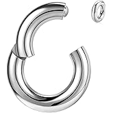 BodyAce F136 Titanium Hinged Large Septum Nose Rings, 2G 4G 6G 8G 10G 12G Segment Clicker PA Ring, Spring Action BCR Rings Earrings Gauges Hoop Body Jewelry